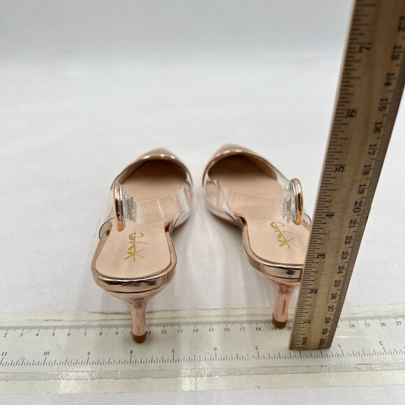 XYD Champagne Transparent Slingback Kitten Heels Pumps Pointed Toe PVC Sandals - Picture 6 of 9